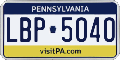 PA license plate LBP5040
