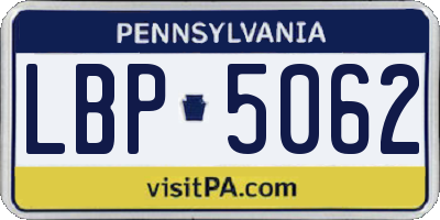 PA license plate LBP5062