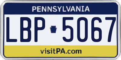 PA license plate LBP5067