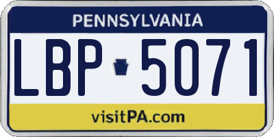 PA license plate LBP5071
