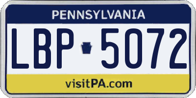 PA license plate LBP5072