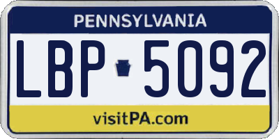 PA license plate LBP5092