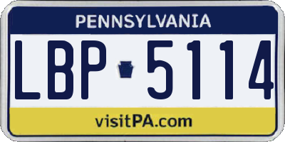 PA license plate LBP5114