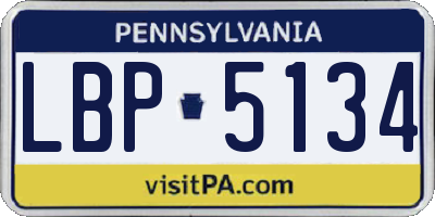 PA license plate LBP5134