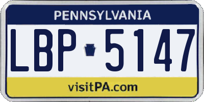PA license plate LBP5147