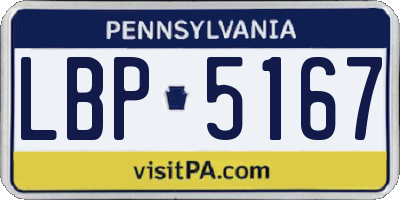 PA license plate LBP5167