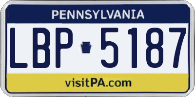 PA license plate LBP5187