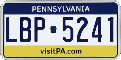 PA license plate LBP5241