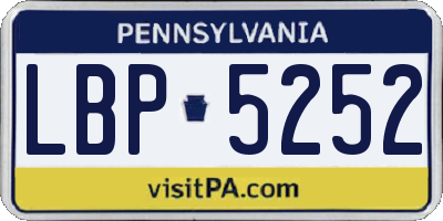 PA license plate LBP5252