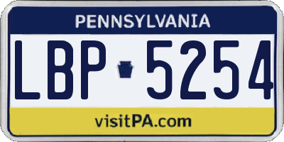 PA license plate LBP5254