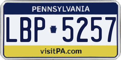 PA license plate LBP5257