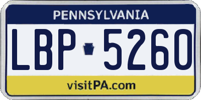 PA license plate LBP5260