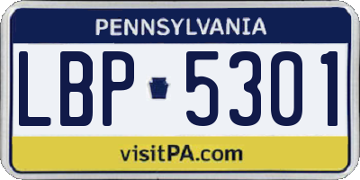 PA license plate LBP5301