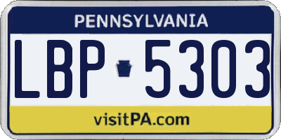 PA license plate LBP5303
