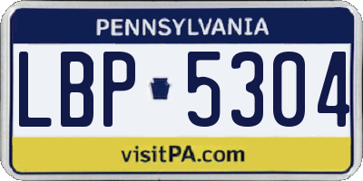 PA license plate LBP5304