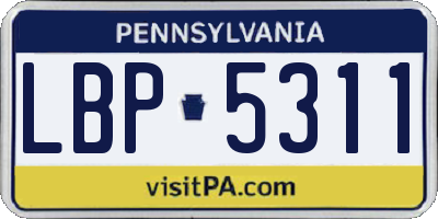 PA license plate LBP5311