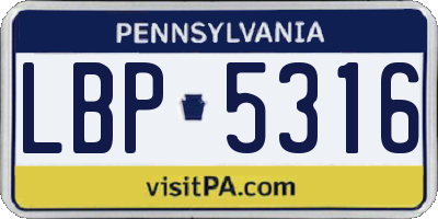 PA license plate LBP5316