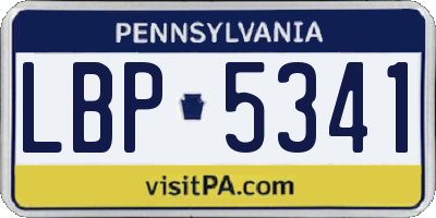 PA license plate LBP5341