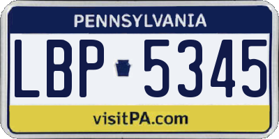 PA license plate LBP5345