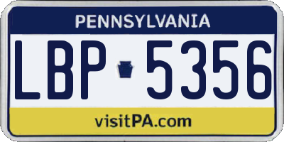 PA license plate LBP5356