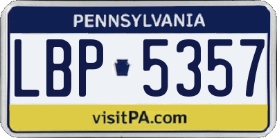 PA license plate LBP5357