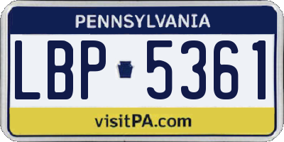 PA license plate LBP5361