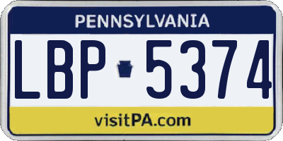 PA license plate LBP5374