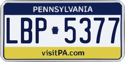 PA license plate LBP5377