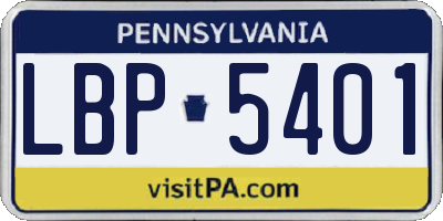 PA license plate LBP5401