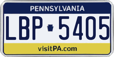 PA license plate LBP5405