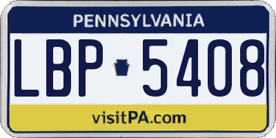 PA license plate LBP5408