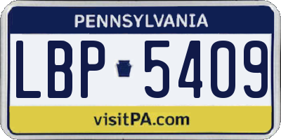 PA license plate LBP5409