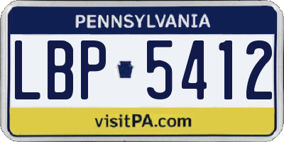 PA license plate LBP5412