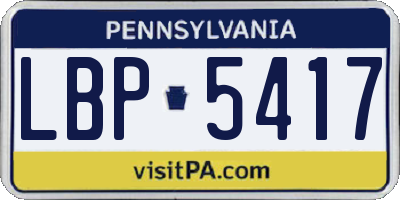 PA license plate LBP5417
