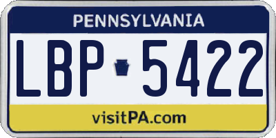 PA license plate LBP5422