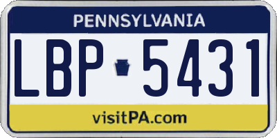 PA license plate LBP5431