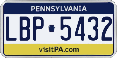 PA license plate LBP5432