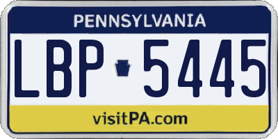 PA license plate LBP5445