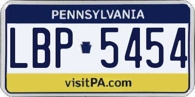 PA license plate LBP5454