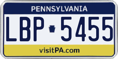 PA license plate LBP5455