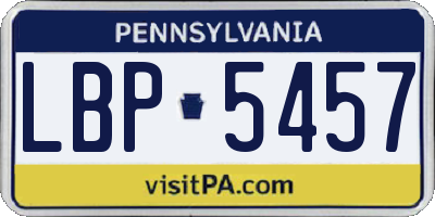 PA license plate LBP5457