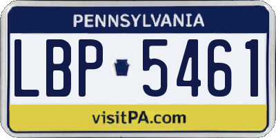 PA license plate LBP5461
