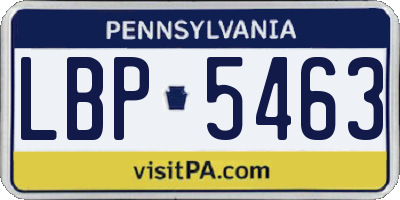 PA license plate LBP5463