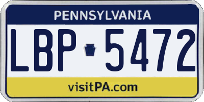 PA license plate LBP5472