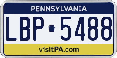PA license plate LBP5488