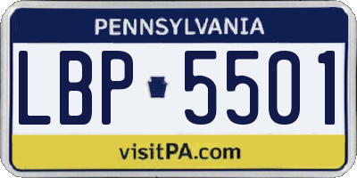 PA license plate LBP5501