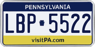 PA license plate LBP5522