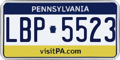 PA license plate LBP5523