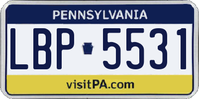 PA license plate LBP5531