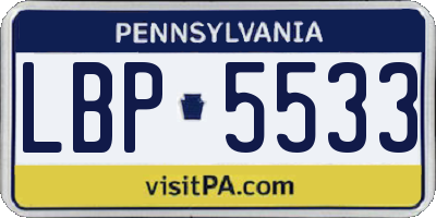 PA license plate LBP5533
